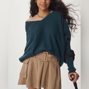 Anthropologie Maeve Charley Cashmere Relaxed V-Neck Sweater